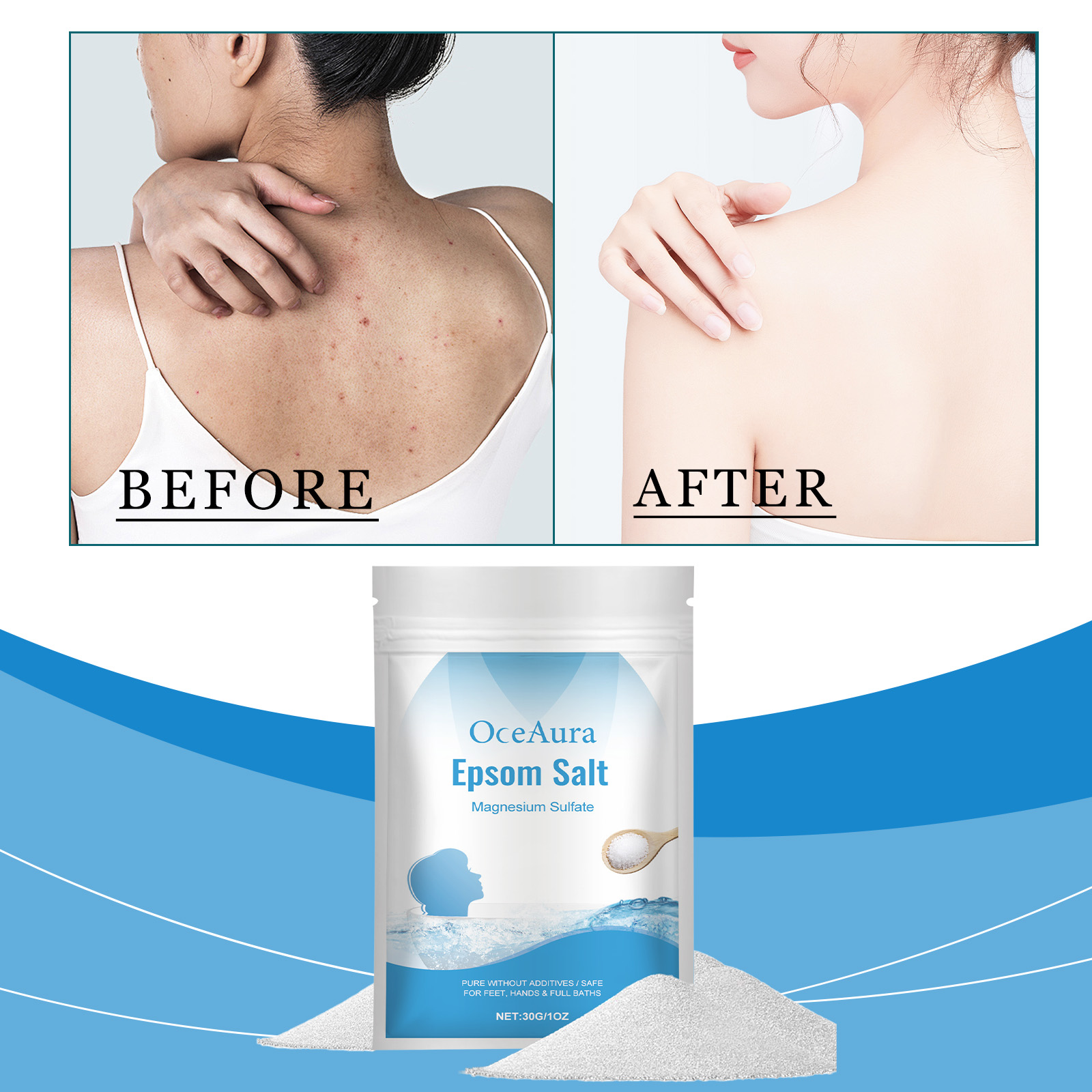 Bath Salts Magnesium - Epsom Salz Magnesiumsulfat Feuchtigkeitsspendendes Peeling Reine